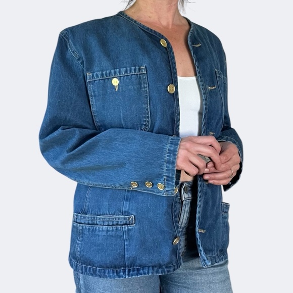 Vintage LIZWEAR Soft Denim Jacket with Gold Buttons Size Medium - Picture 2 of 15